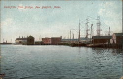 Waterfront from Bridge New Bedford, MA Postcard Postcard