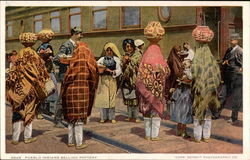 Pueblo Indians Selling Pottery Postcard