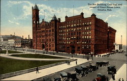 The Bee Building, City Hall and corner of Court House Lawn Postcard