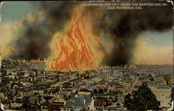 Burning of the City after the Earthquake, 1906 Postcard