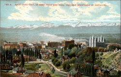 Salt Lake City as seen from the hill, Oquirrh Mountains in distance Utah Postcard Postcard