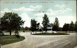 Seaside park and Barnum's Monument Bridgeport, CT Postcard Postcard