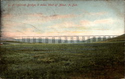 G. N. Railroad Bridge Minot, ND Postcard Postcard