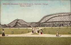 White City Amusement Park, 63d St. and So. Park Ave., Chicago "Racing Coaster." Postcard