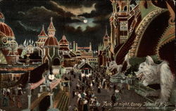 Luna Park at night Postcard