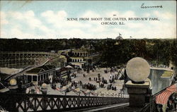 Scene from Shoot the Chutes, Riverview Park Chicago, IL Postcard Postcard