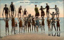 Bathers' Stunts at Coney Island New York Postcard Postcard