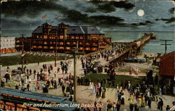 Pier and Auditorium Long Beach, CA Postcard Postcard