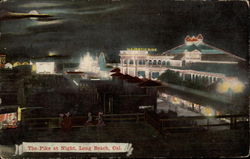 The Pike at Night, Long Beach, Cal Postcard