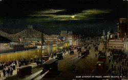 Surf Avenue at Night, Coney Island, N. Y New York, NY Postcard Postcard