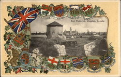 Fort Frederick plus National & Provincial Flags Kingston, ON Canada Ontario Postcard Postcard