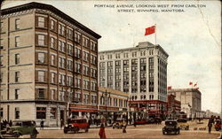 Portage Avenue, Looking West from Carlton Street Winnipeg, MB Canada Manitoba Postcard Postcard