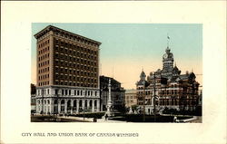 City Hall and Union Bank of Canada Postcard