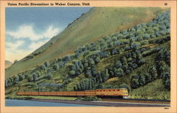 Union Pacific Streamliner in Weber Canyon Postcard