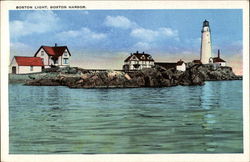 Boston Light on Harbor Postcard