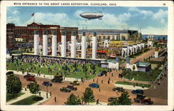 Main Entrance to the Great Lakes Exposition Cleveland, OH Postcard Postcard