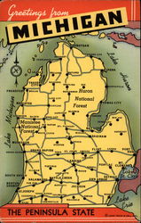 Greetings from Michigan, The Peninsula State Postcard