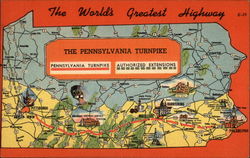 The Worlds Greatest Highway - The Pennsylvania Turnpike Maps Postcard Postcard