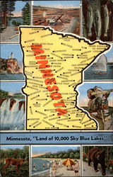 minnesota, "Land of 10,000 Sky Blue Lakes" Postcard Postcard