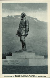 Statue of John F. Stevens, Marias Pass Montana Postcard Postcard