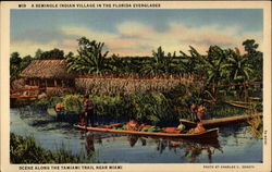 A Seminole Indian Village in the Florida Everglades Miami, FL Postcard Postcard