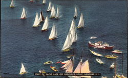 Start of Yacht Race Off Brenton's Point Newport, RI Postcard Postcard