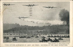 Tank Attack Supported by Army Air Force Postcard