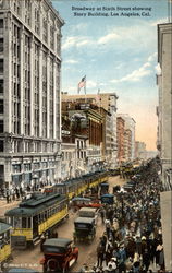 Broadway at Sixth Street showing Story Building Postcard