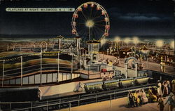 Playland at Night Wildwood, NJ Postcard Postcard