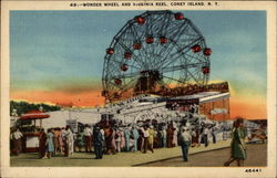 Wonder Wheel and Virginia Reel Postcard