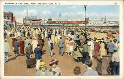 Boardwalk and Steel Pier Postcard