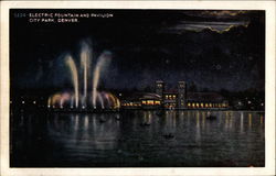 Electric Fountain and Pavilion at Night Denver, CO Postcard Postcard