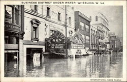 Business District Under Water Wheeling, WV Postcard Postcard