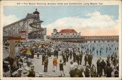 The Beach Showing Bamboo Slide and Auditorium Postcard