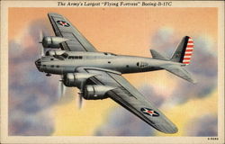 The Army's Largest "Flying Fortress" Boeing-B-17C Postcard