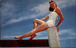 Woman in a White Swimsuit Swimsuits & Pinup Postcard Postcard