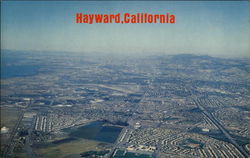 An Aerial of Hayward with Oakland and Berkeley in the Background California Postcard Postcard