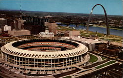 Busch Memorial Stadium & Downtown Postcard