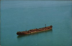 Aerial View of Target Ship Postcard