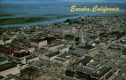 An aerial of Eureka and Humboldt Bay Postcard