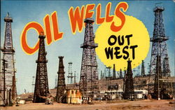 Oil Wells Out West Postcard Postcard