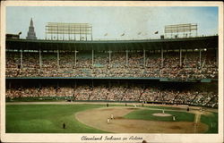 Cleveland Indians in action at Cleveland Municipal Stadium Postcard