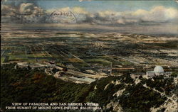 View of Pasadena and San Gabriel Valley From Summit of Mount Lowe Incline California Postcard Postcard