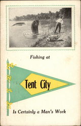 Fishing at Tent City Postcard