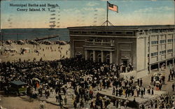 Municipal Baths and Beach Postcard