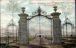 Flower Memorial Gates, Brookside Cemetary Postcard