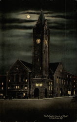 First Baptist Church at Night Postcard