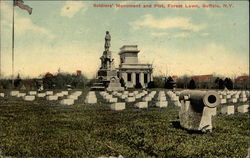 Soldiers' Monument and Plot, Forest Lawn Postcard