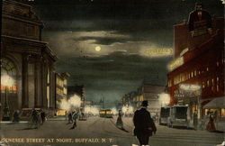 Genesee Street at night Buffalo, NY Postcard Postcard