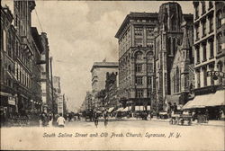 South Salina Street and Old Presb. Church Postcard